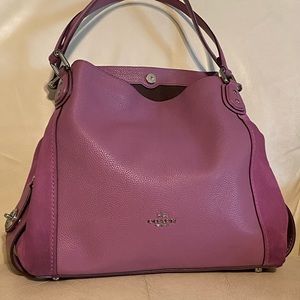Coach lilac berry shoulder bag leather and suede